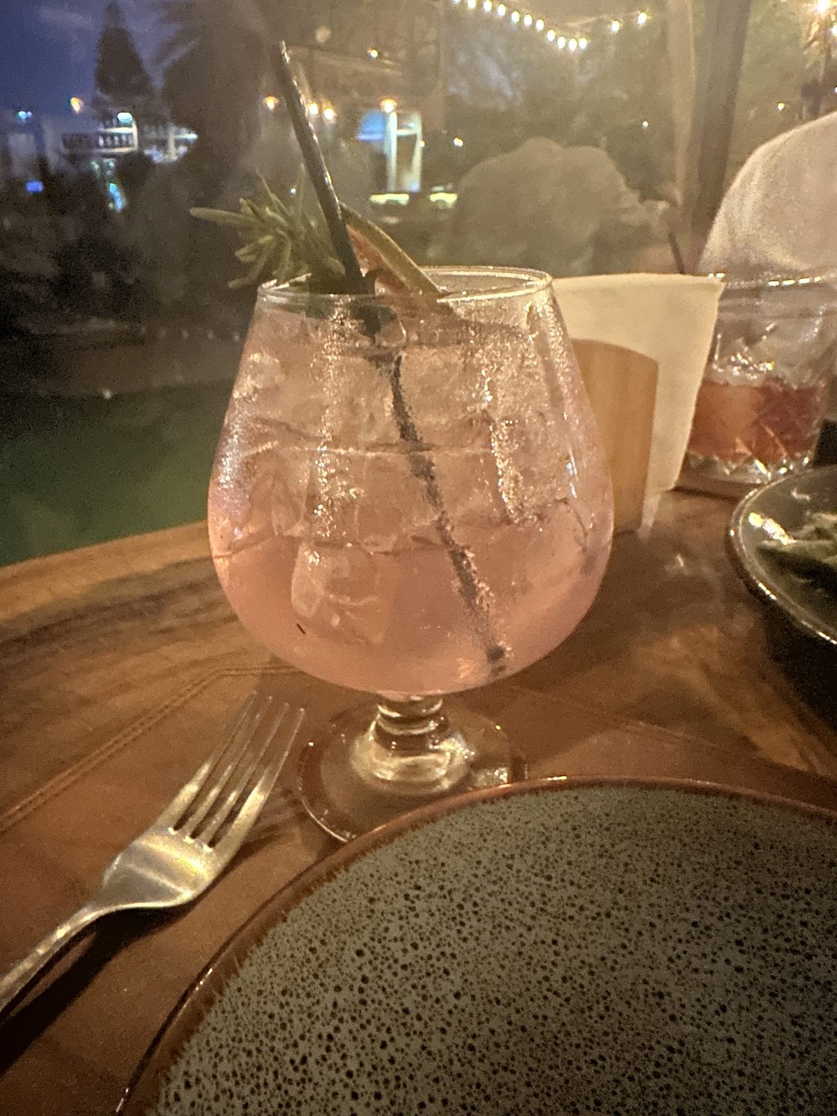 A lavender cocktail made with lavender grown in the hotel garden